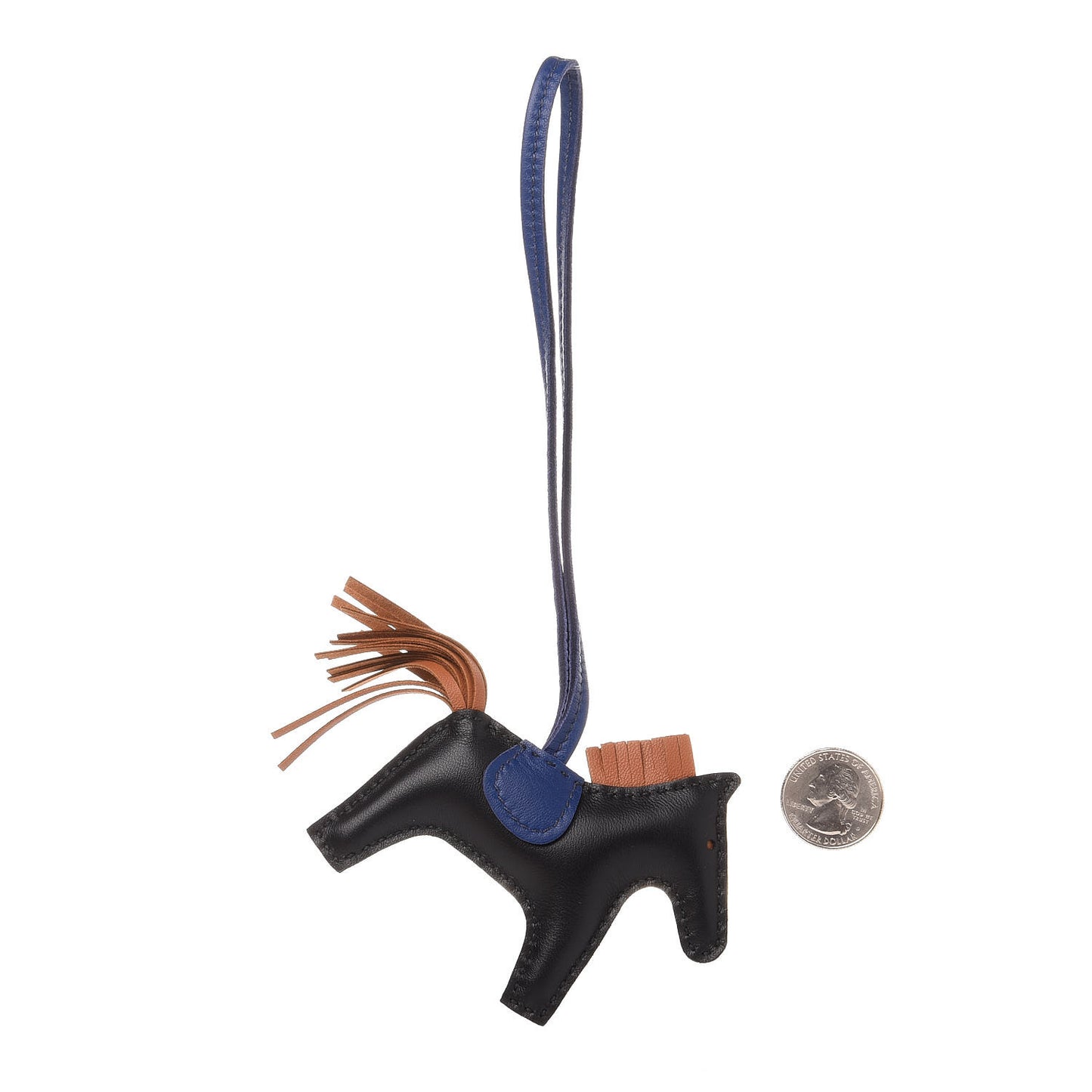 Milo Lambskin Grigri Rodeo Horse Bag Charm PM Black Bleu Saphir Gold