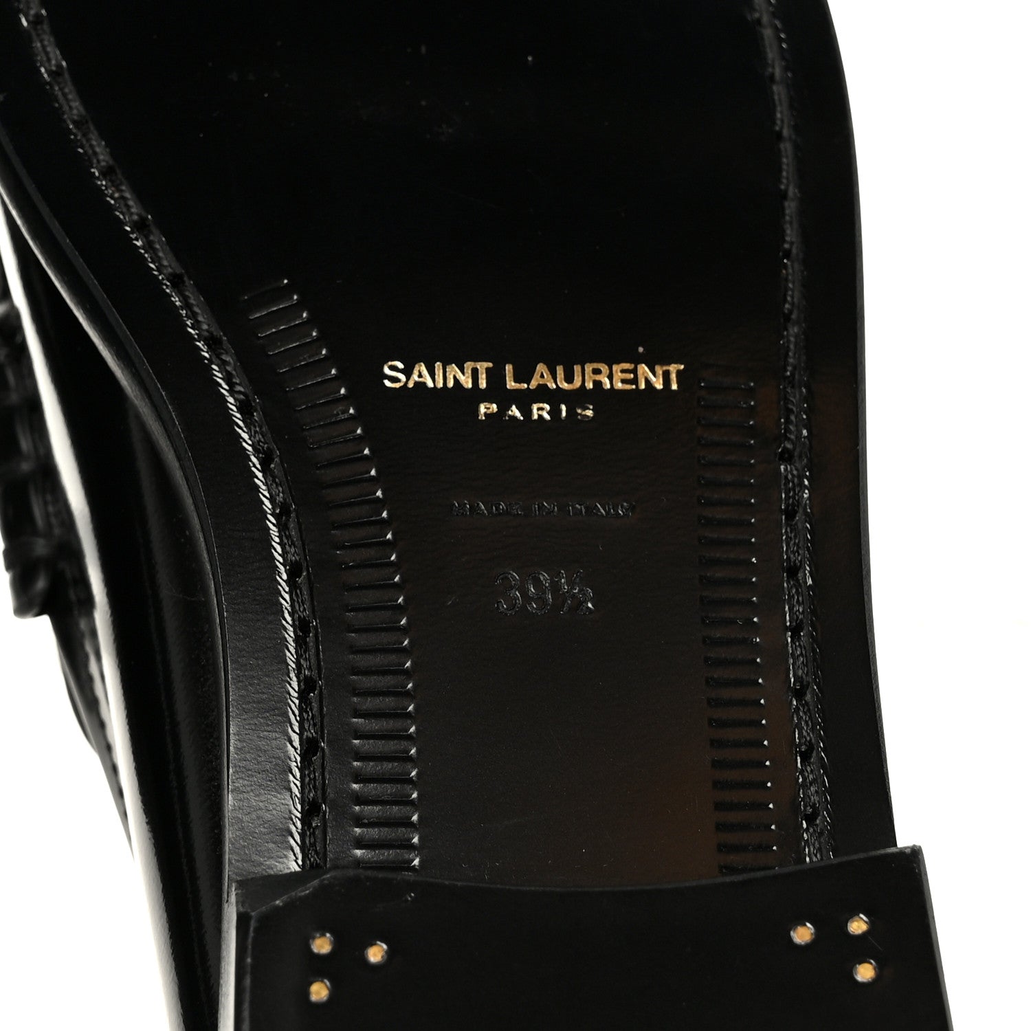 Saint Laurent Glazed Calfskin Le Loafer 15 Penny Slippers 39.5 Black 8 of 10