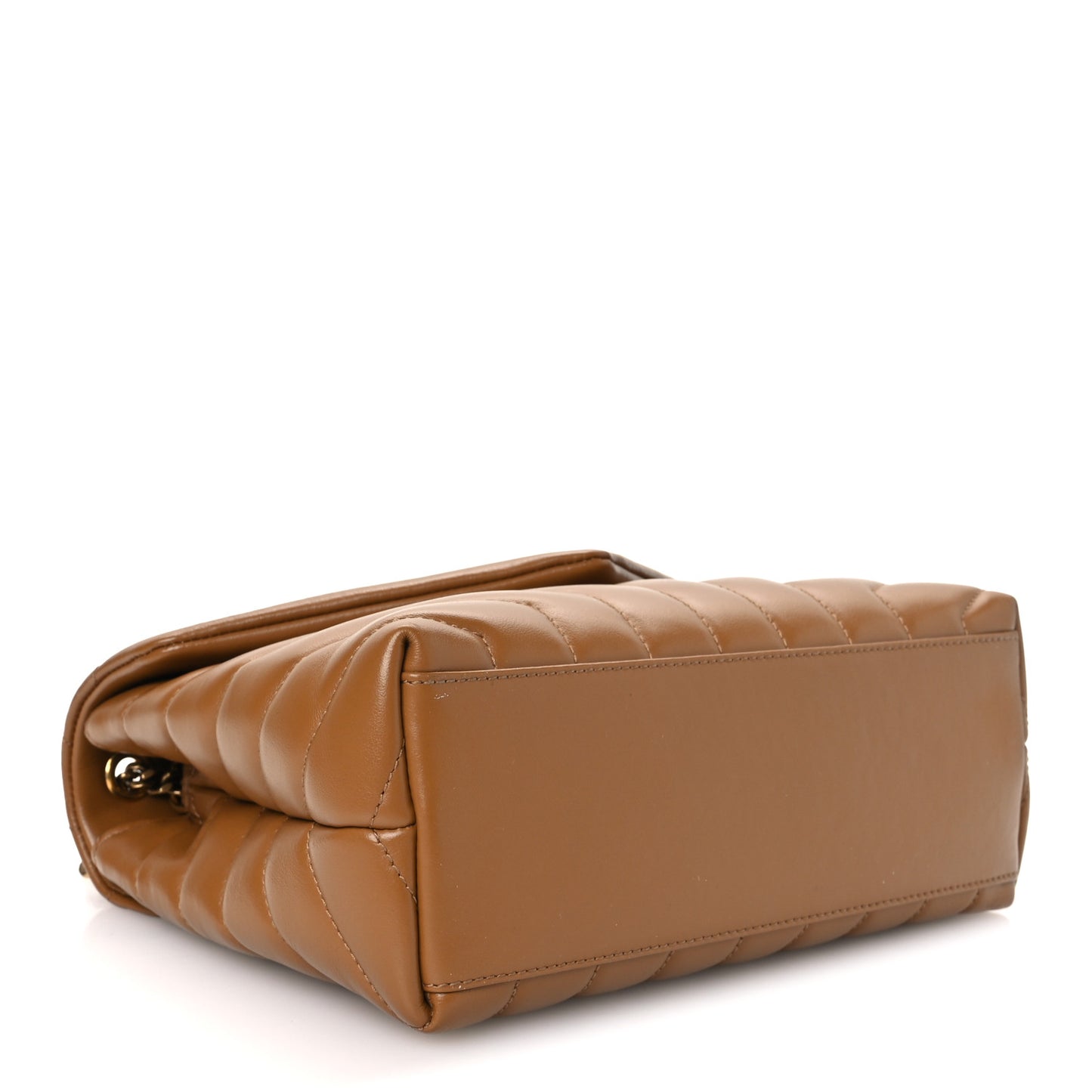 Calfskin Y Quilted Monogram Small Loulou Chain Satchel Dark Natural