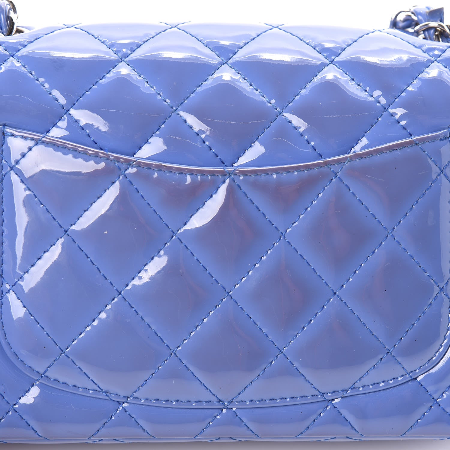 Chanel Patent Calfskin Quilted Mini Rectangular Flap Blue 13 of 14