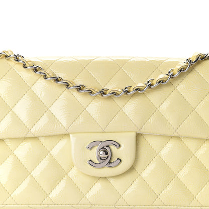 Chanel Distressed Patent Calfskin Quilted East West Flap Clutch Ivory 11 of 11