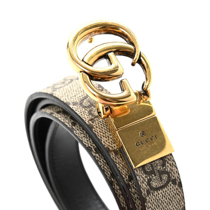 Gucci Calfskin GG Supreme Monogram Double G Reversible 20mm Belt 95 38 Beige Ebony Black 5 of 6