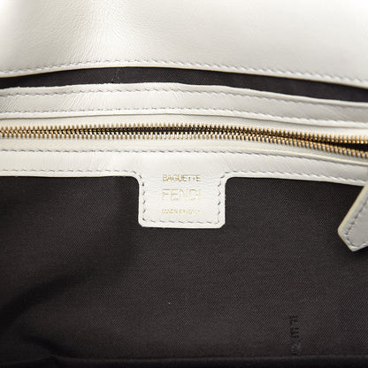 Fendi Nappa FF 1974 Embossed Baguette White 5 of 9