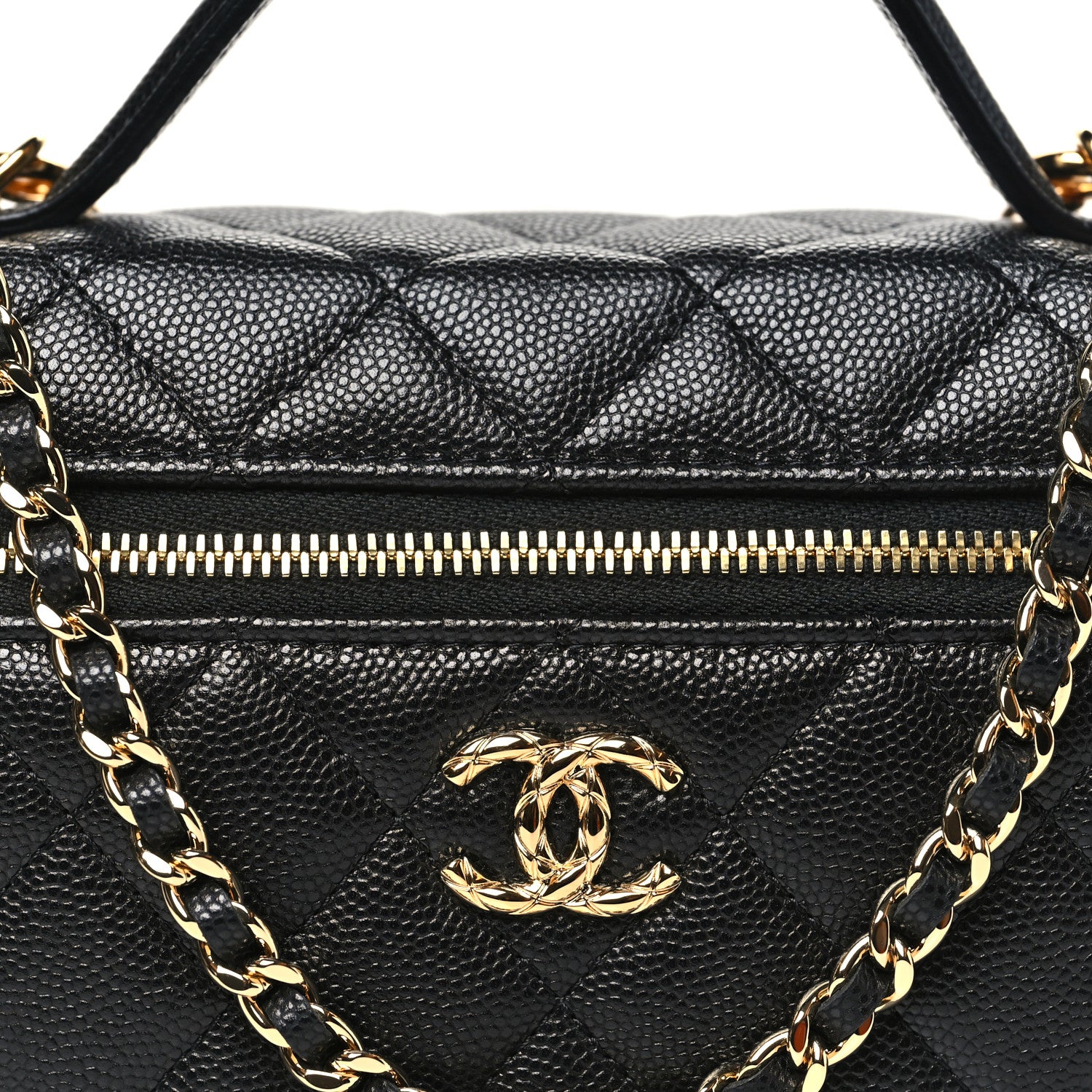 Chanel Caviar Quilted Top Handle Slim Vanity With Chain Black 7 of 9