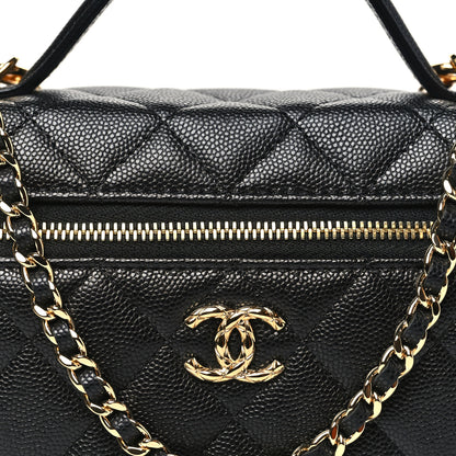 Chanel Caviar Quilted Top Handle Slim Vanity With Chain Black 7 of 9