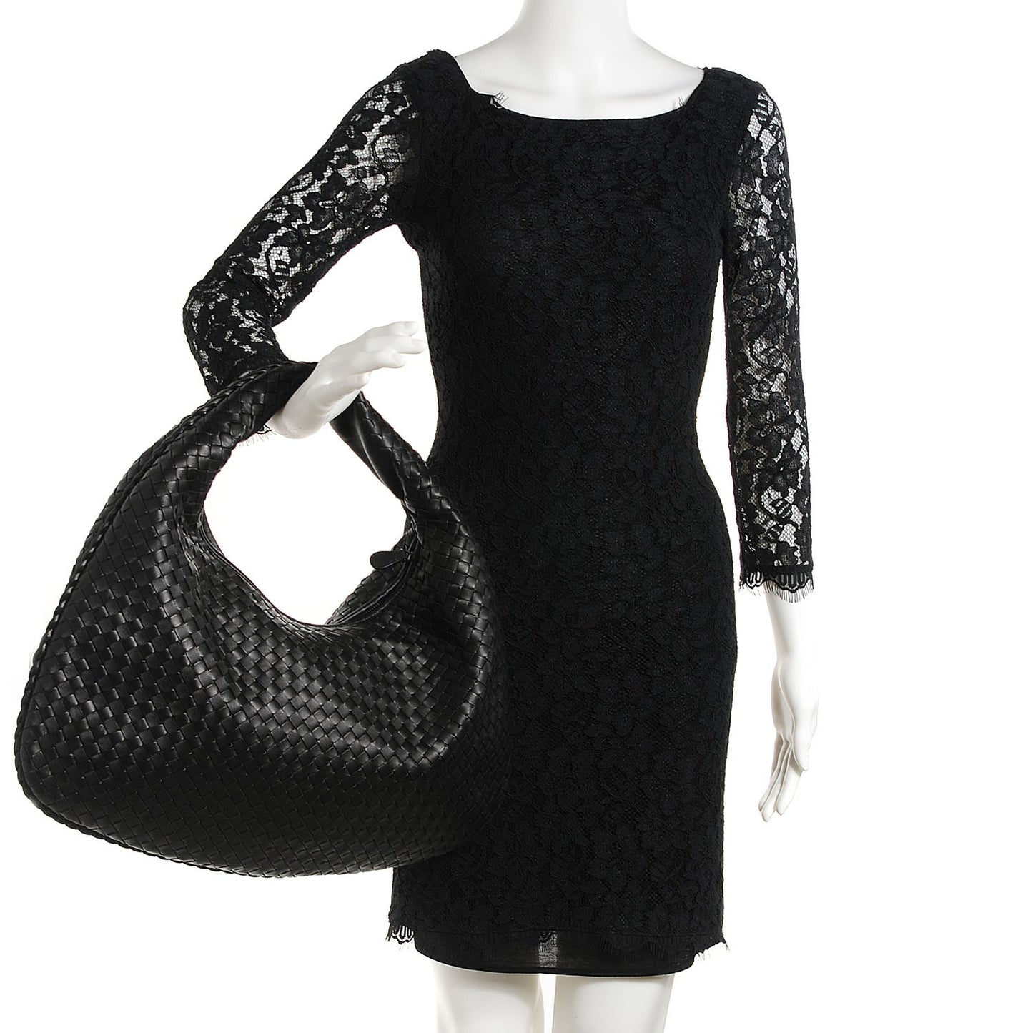 Nappa Intrecciato Large Veneta Hobo Nero Black