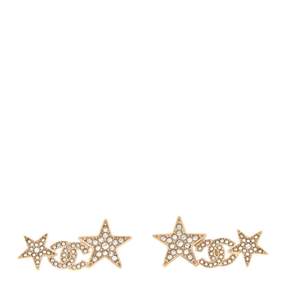 Chanel Crystal Star CC Earrings Gold 1 of 6