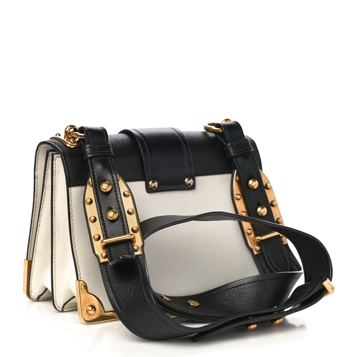 Prada City Calf Saffiano Cahier Bag Talco Black 2 of 9