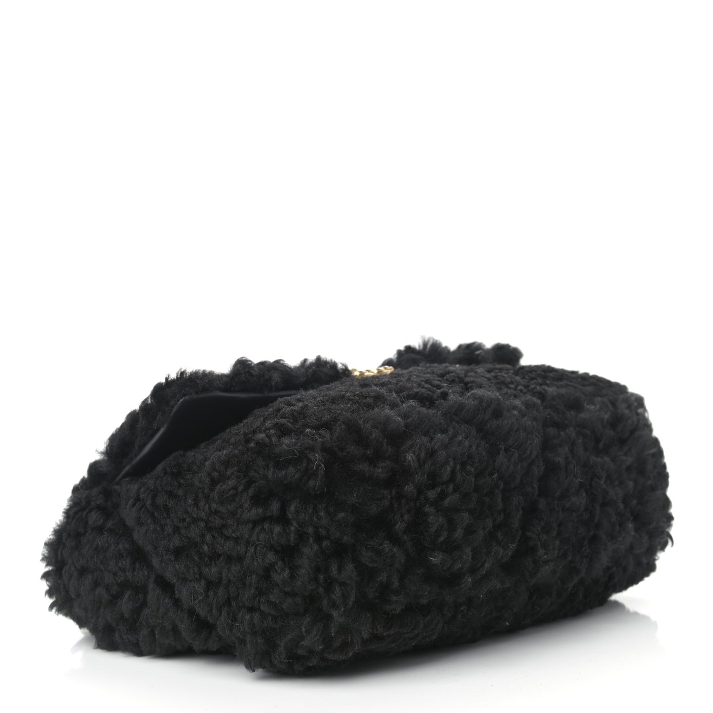Shearling Sheepskin Large Chanel 19 Flap Black
