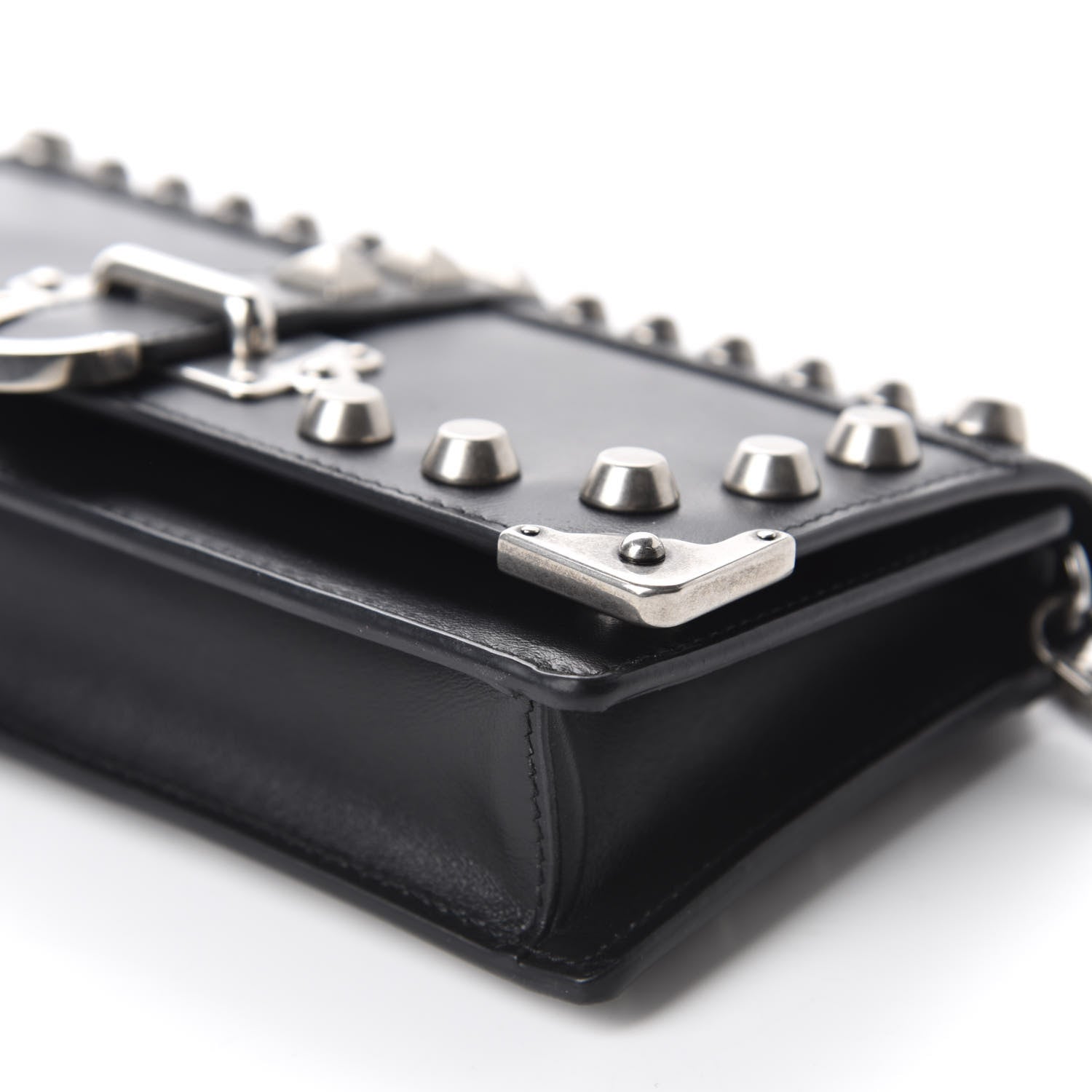 Prada City Calfskin Cahier Studded Mini Bag Black 7 of 9