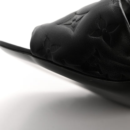 Louis Vuitton Lambskin Embossed Monogram Revival High Heel Mules 40 Black 10 of 10