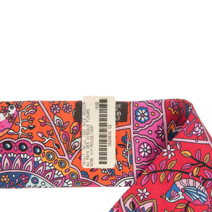 Hermes Silk Au Pays Des Oiseaux Fleurs Twilly Rose Vif Rouge Vert 3 of 6