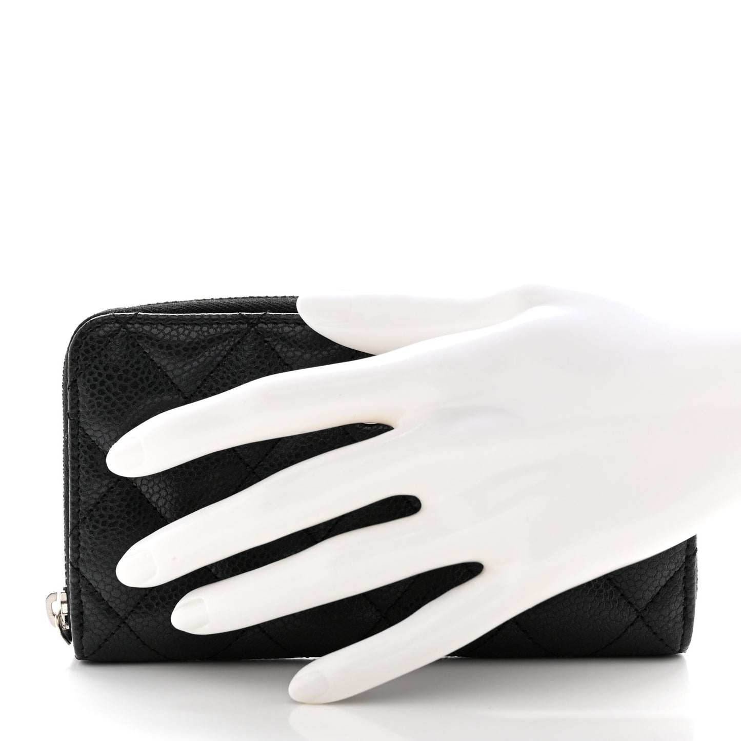 Caviar Quilted Medium Zip Around Wallet Black