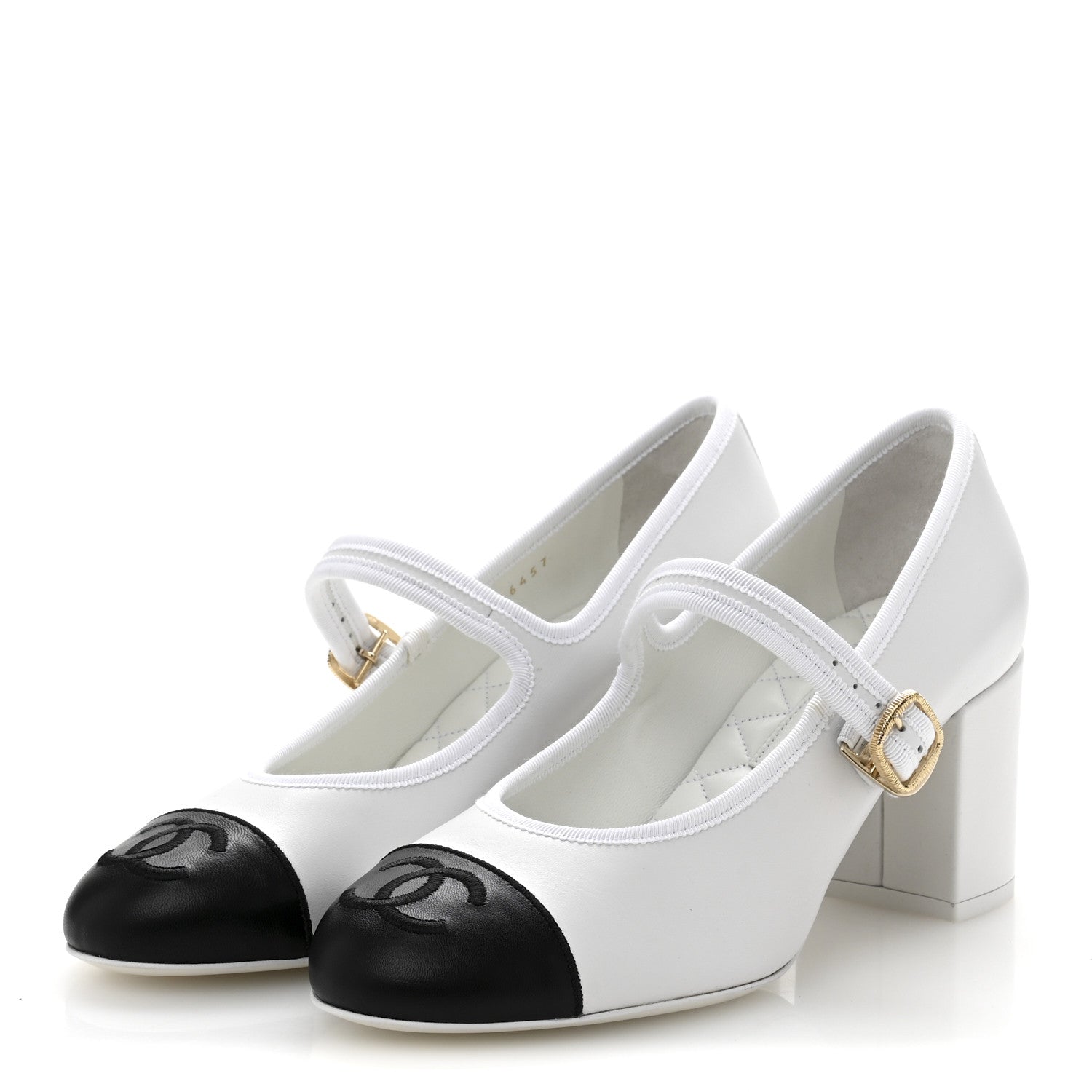 Chanel Lambskin CC Cap Toe Mary Jane Pumps 39 White Black 4 of 12