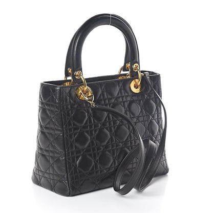 Christian Dior Lambskin Cannage Medium Lady Dior Black 3 of 11
