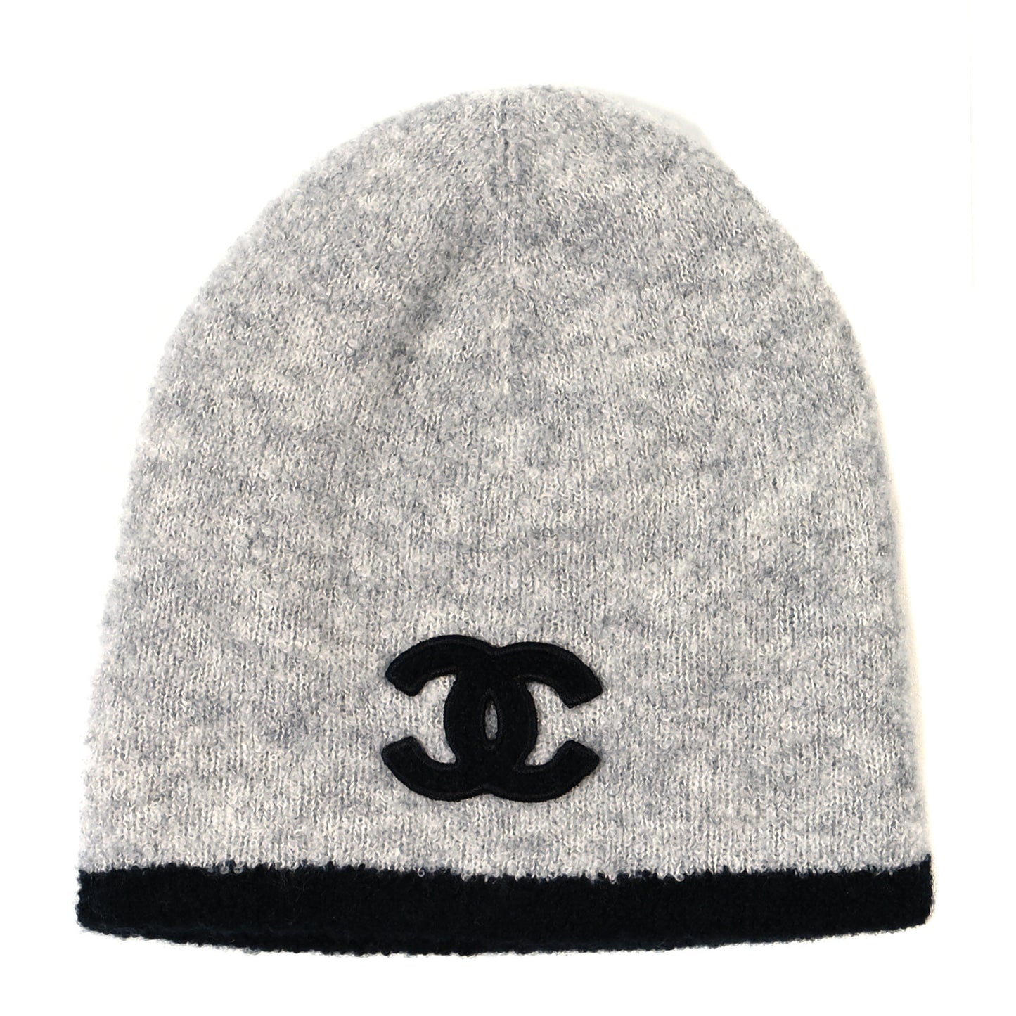Cashmere Silk CC Beanie Hat Grey Black