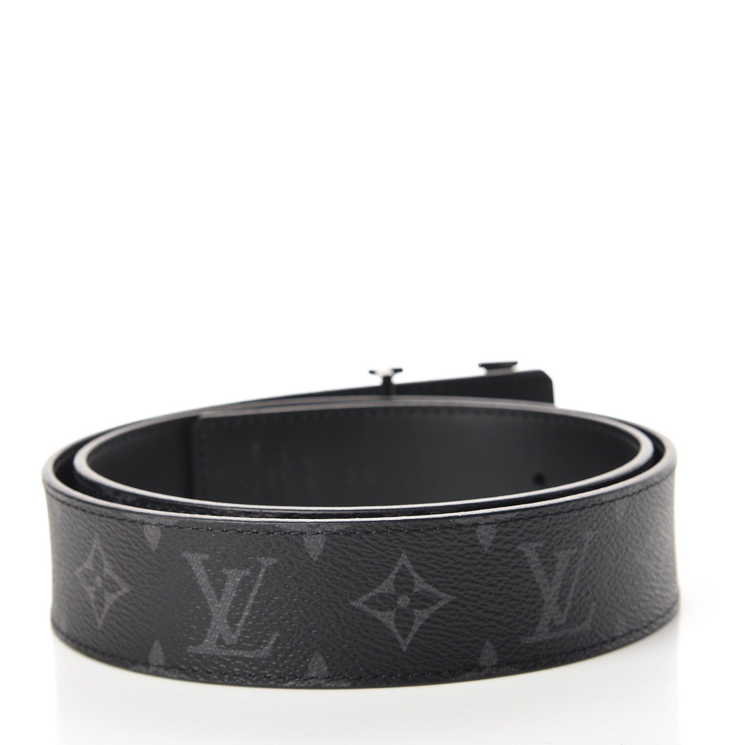 Louis Vuitton Monogram Eclipse Taigarama 40mm LV Initiales Reversible Belt 85 34 Black 2 of 4