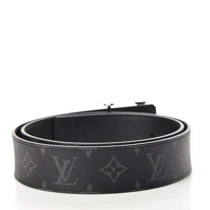Louis Vuitton Monogram Eclipse Taigarama 40mm LV Initiales Reversible Belt 85 34 Black 2 of 4