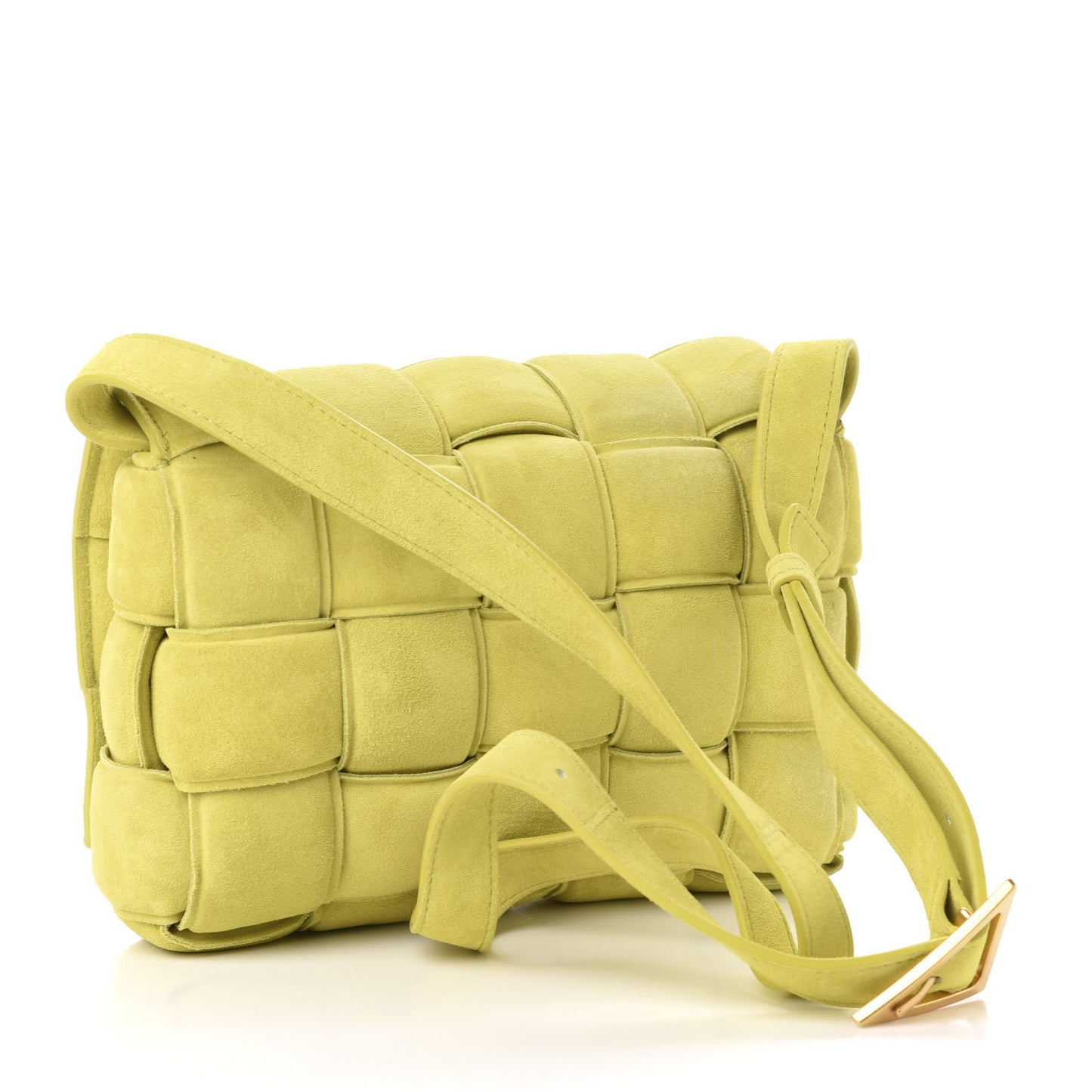 Suede Calfskin Maxi Intrecciato Padded Cassette Crossbody Bag Kiwi