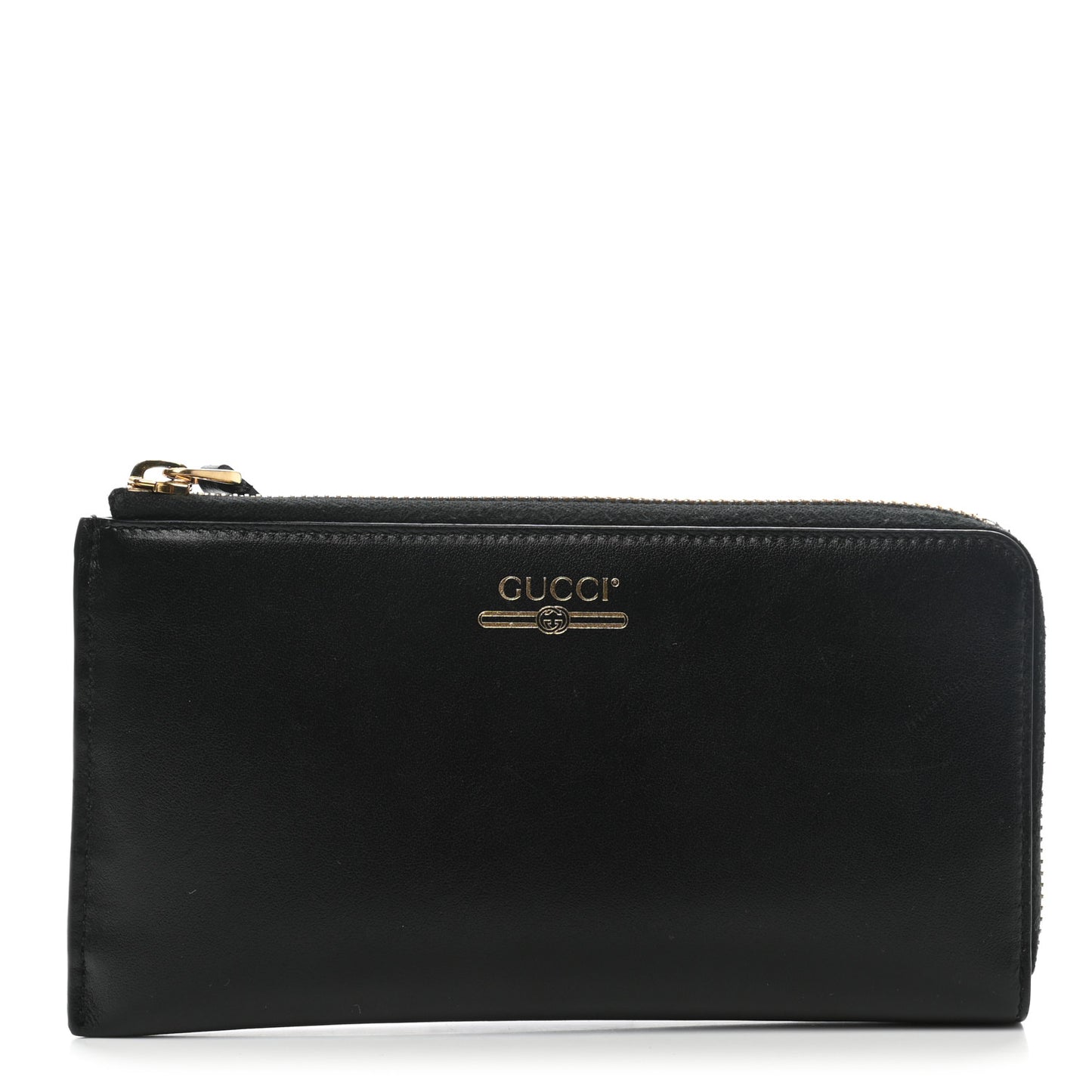 Calfskin Logo Zip Around Wallet Black