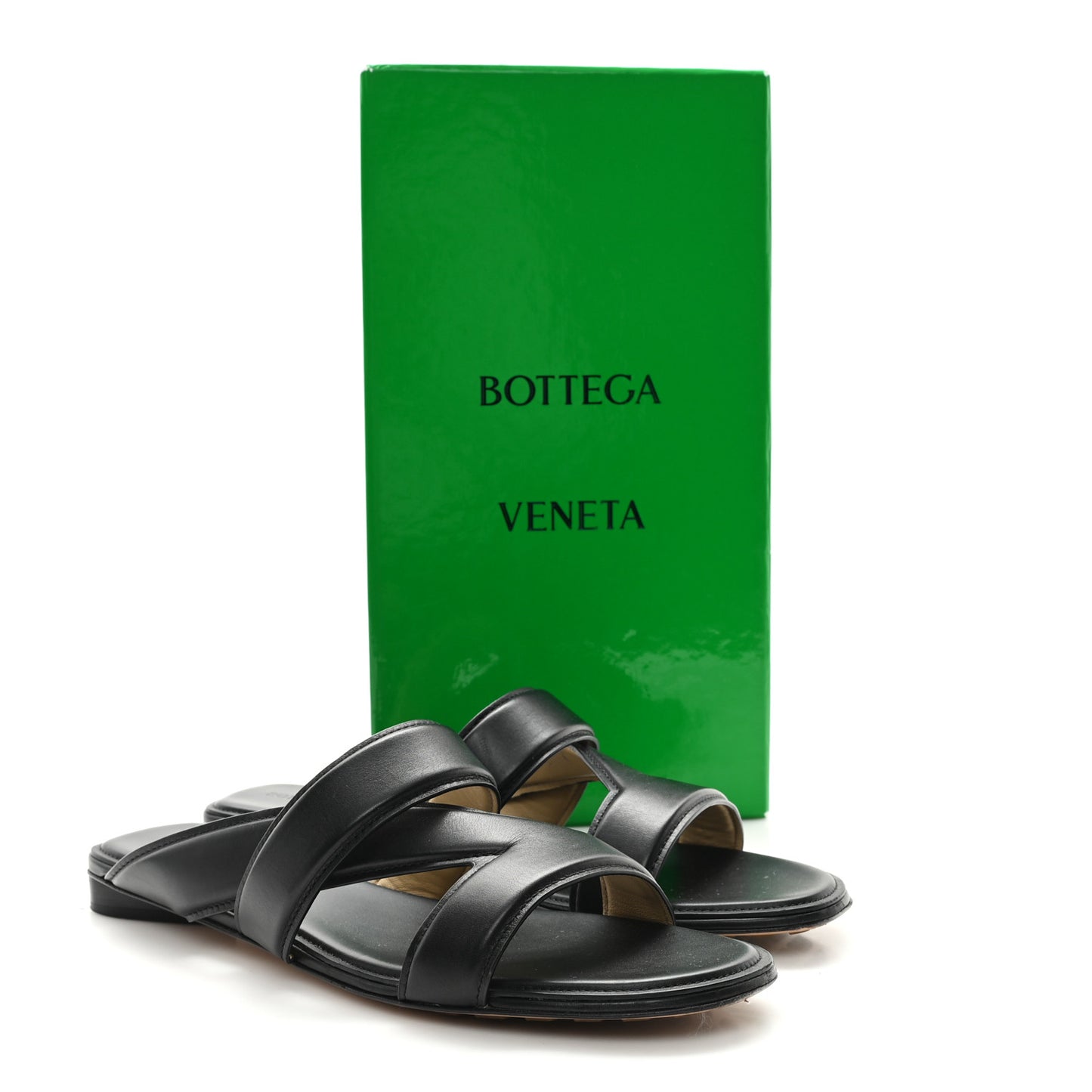 Calfskin The Band Flat Sandals 40.5 Black
