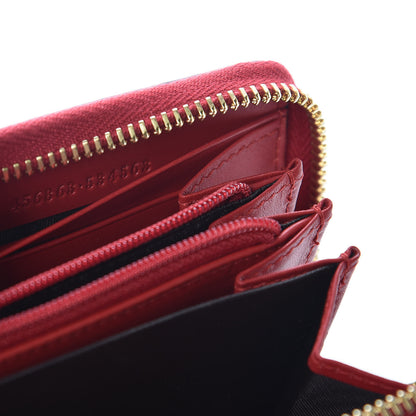 Gucci GG Supreme Monogram Kingsnake Heart Embroidered Zip Around Wallet Red 7 of 9