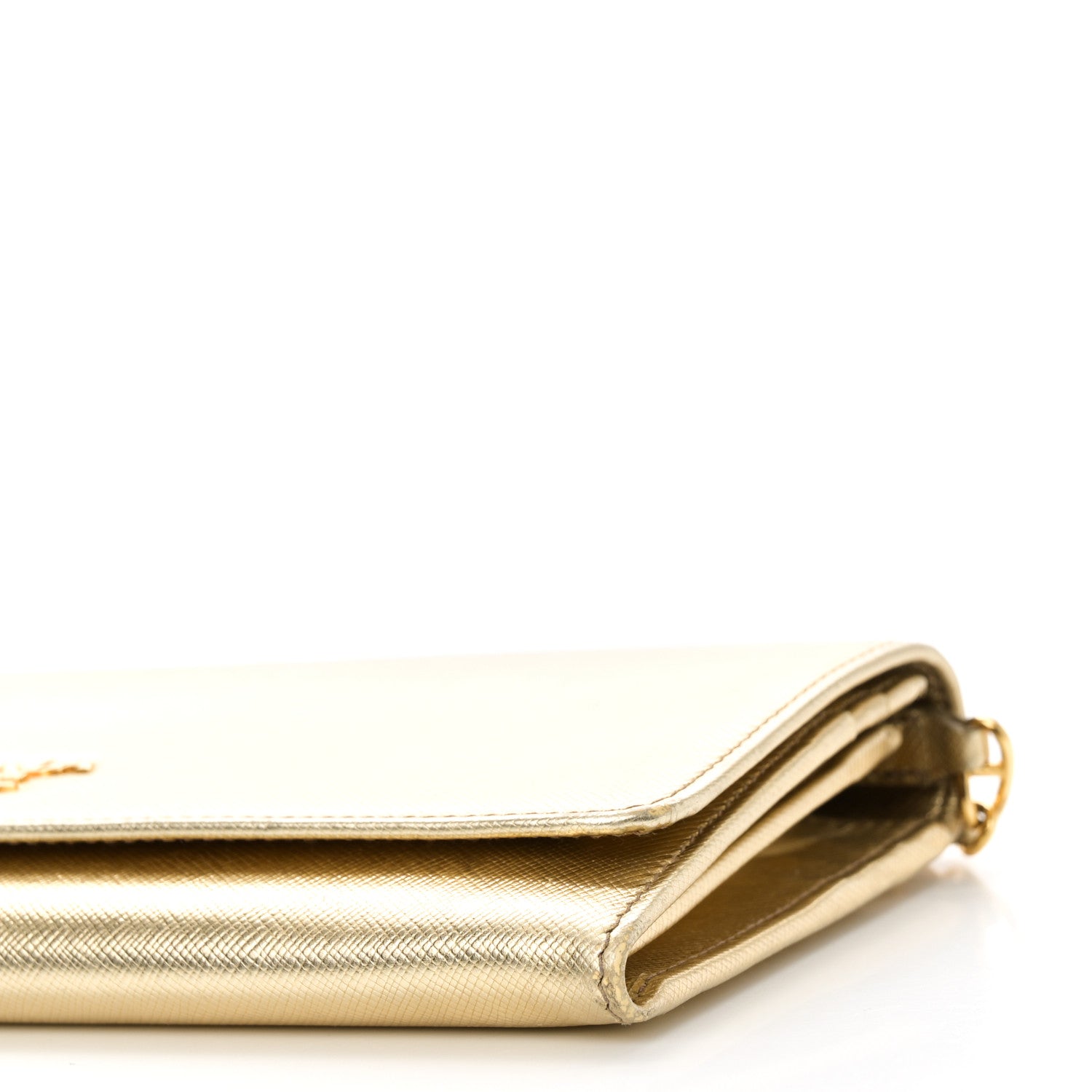 Prada Saffiano Metal Oro Chain Wallet Platino 8 of 8