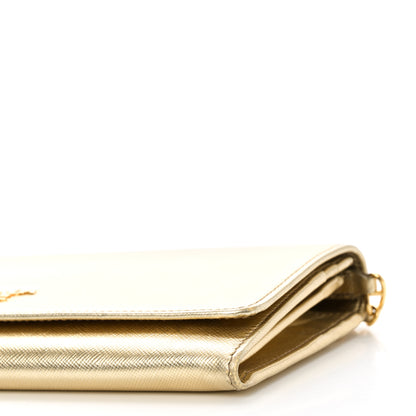 Prada Saffiano Metal Oro Chain Wallet Platino 8 of 8