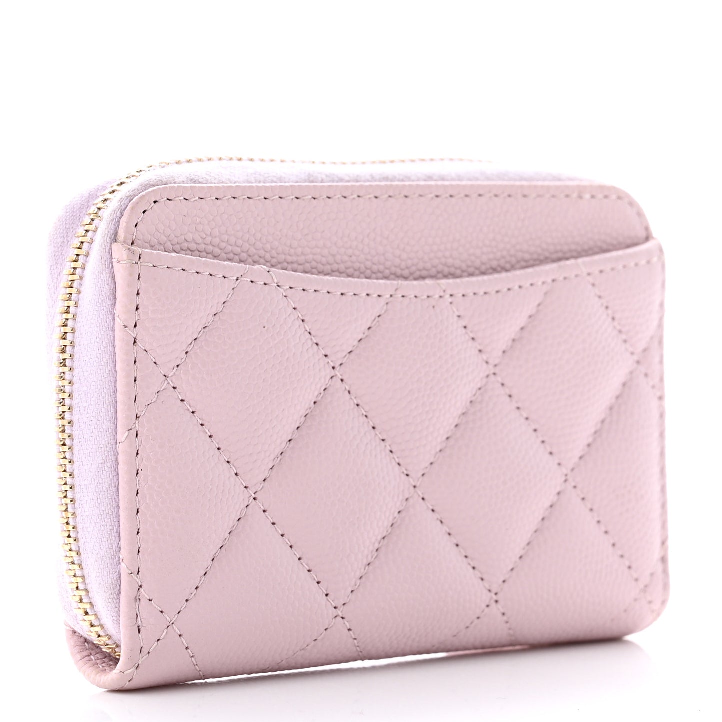 Caviar Quilted Zip Coin Purse Light Pink