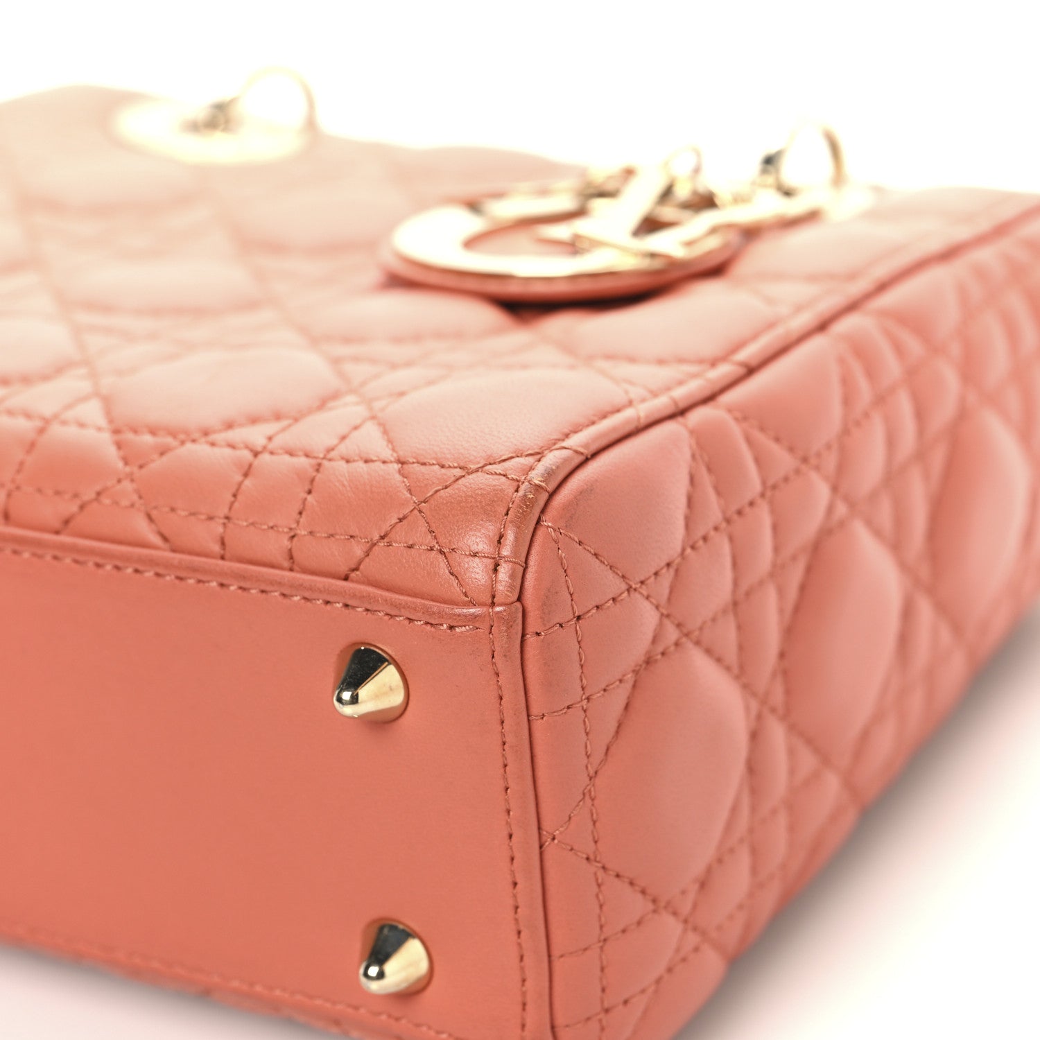 Christian Dior Lambskin Cannage Small My ABCDior Lady Dior Coral 9 of 13