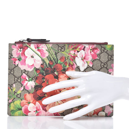 Gucci GG Supreme Monogram Blooms Small Zip Pouch Beige Multicolor Dry Rose 2 of 7