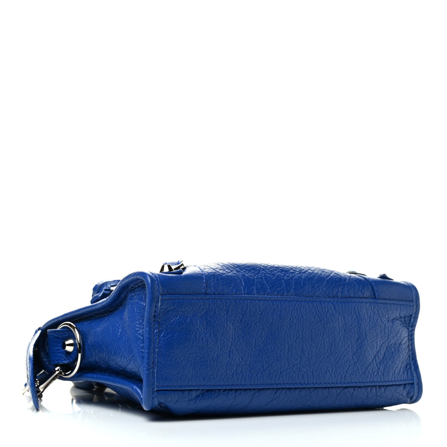 Agneau Classic Silver Hardware Mini City Logo Strap Bleu Electric Black