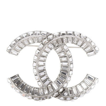 Chanel Baguette Crystal CC Brooch Silver 1 of 5