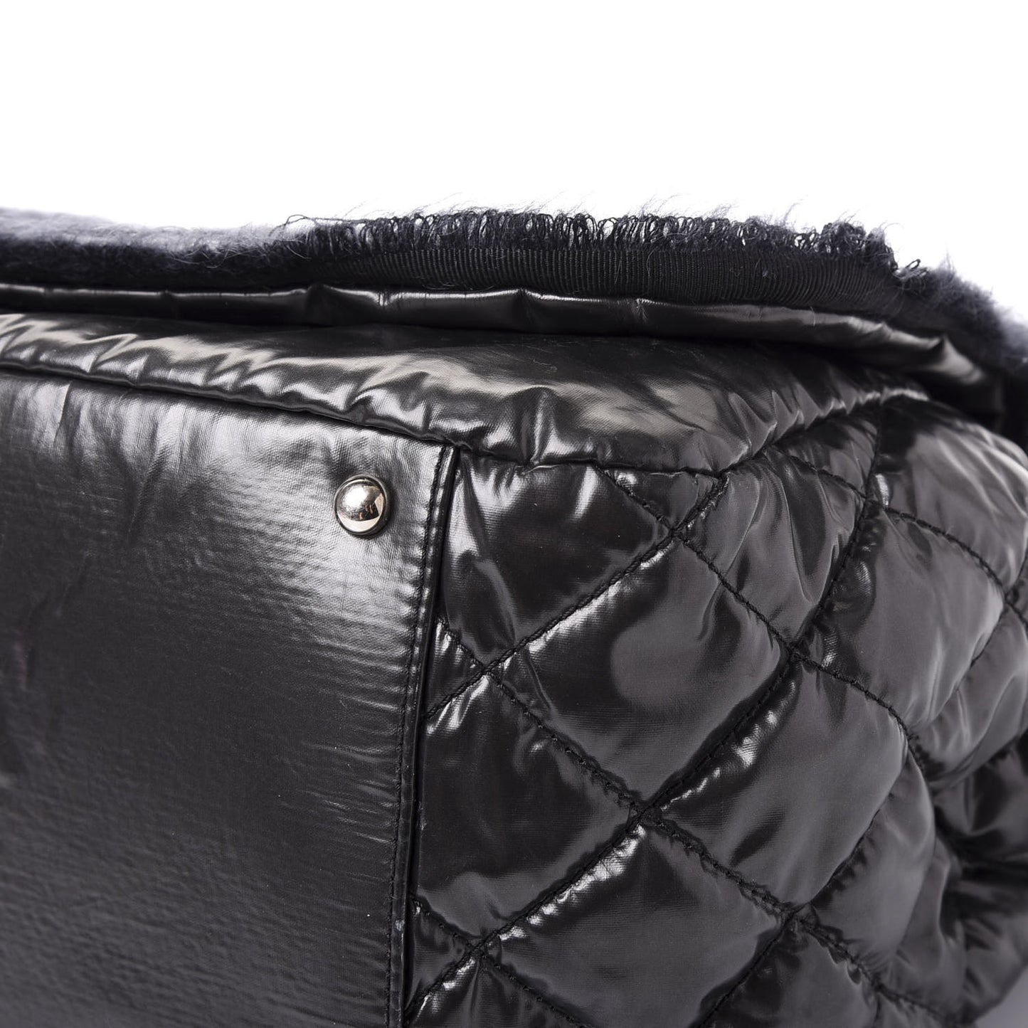 Vinyl Mohair Trimmed Accordion Arctic Polar Ice Flap Black