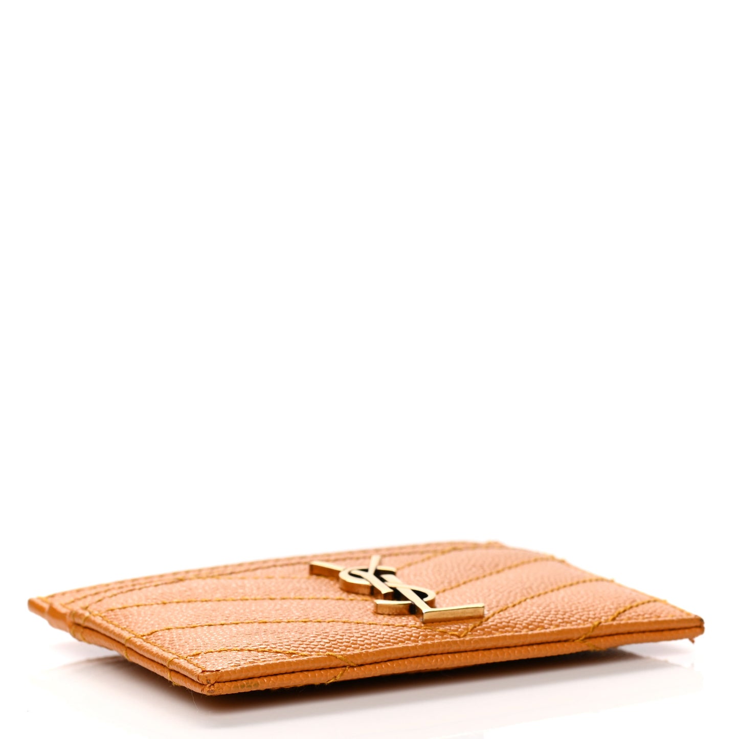 Grain De Poudre Matelasse Chevron Monogram Credit Card Case Senape Yellow