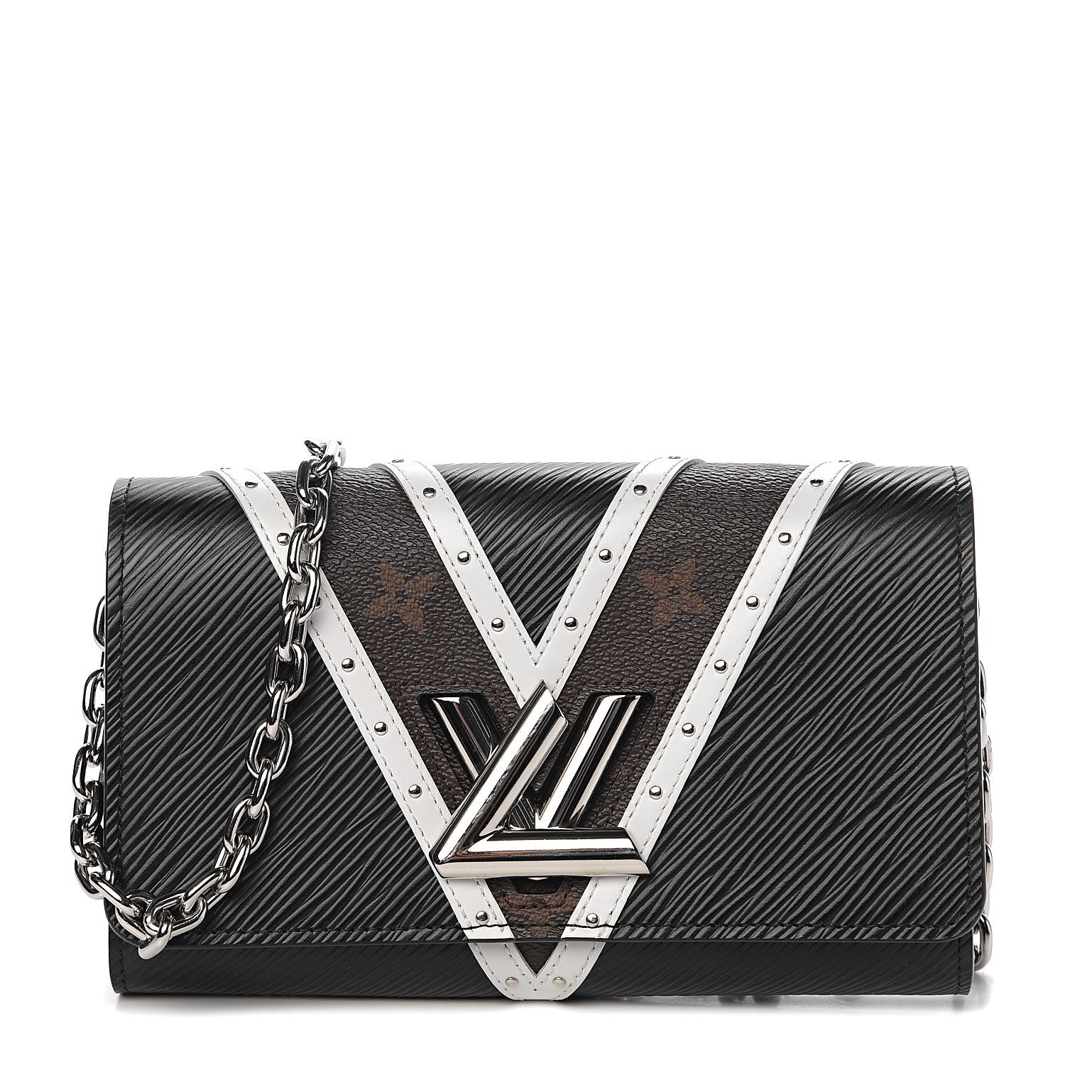 Louis Vuitton Epi Monogram Studded Twist Chain Wallet Black 1 of 8
