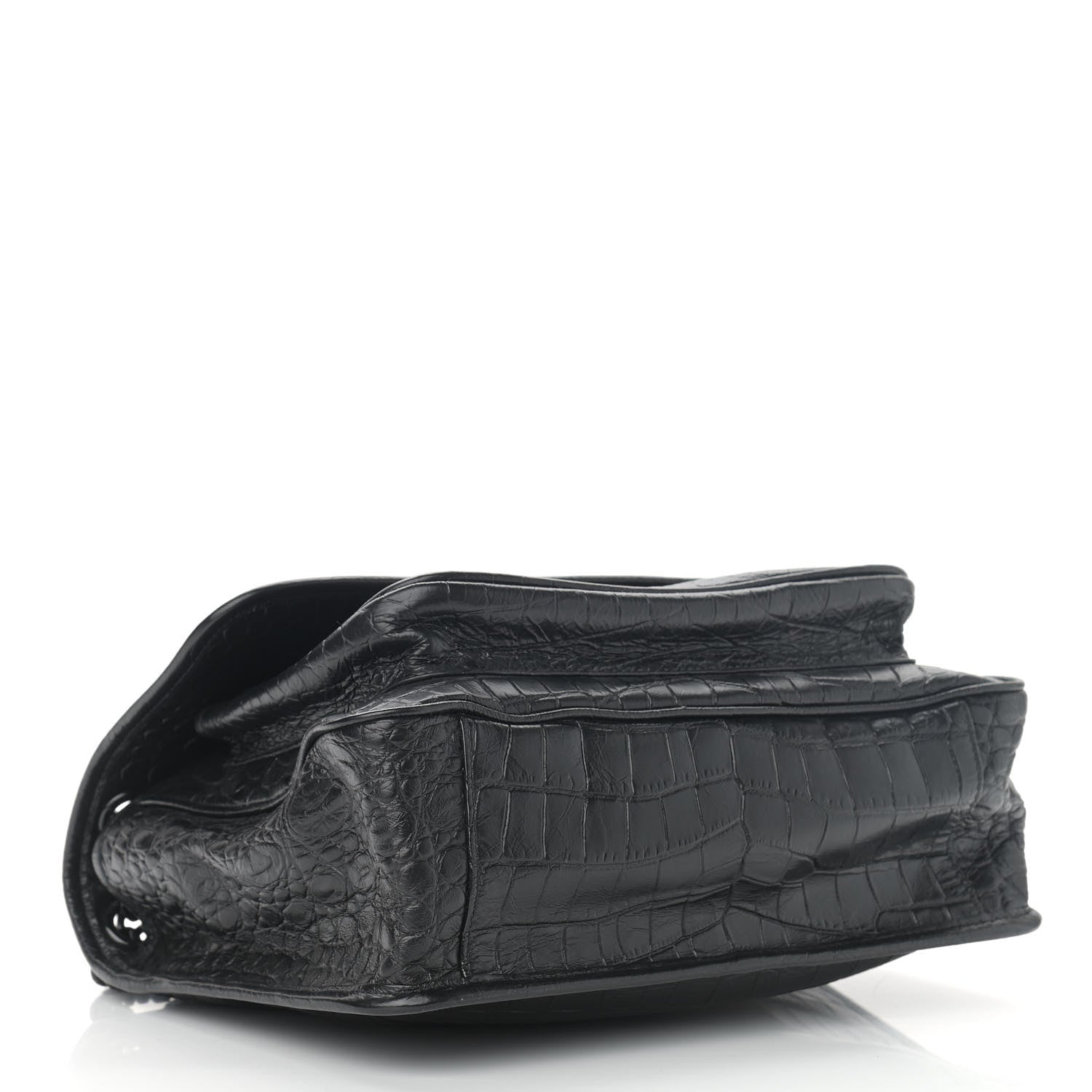 Saint Laurent Crocodile Embossed Lambskin Monogram Medium Niki Chain Satchel Black 4 of 10