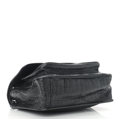 Saint Laurent Crocodile Embossed Lambskin Monogram Medium Niki Chain Satchel Black 4 of 10