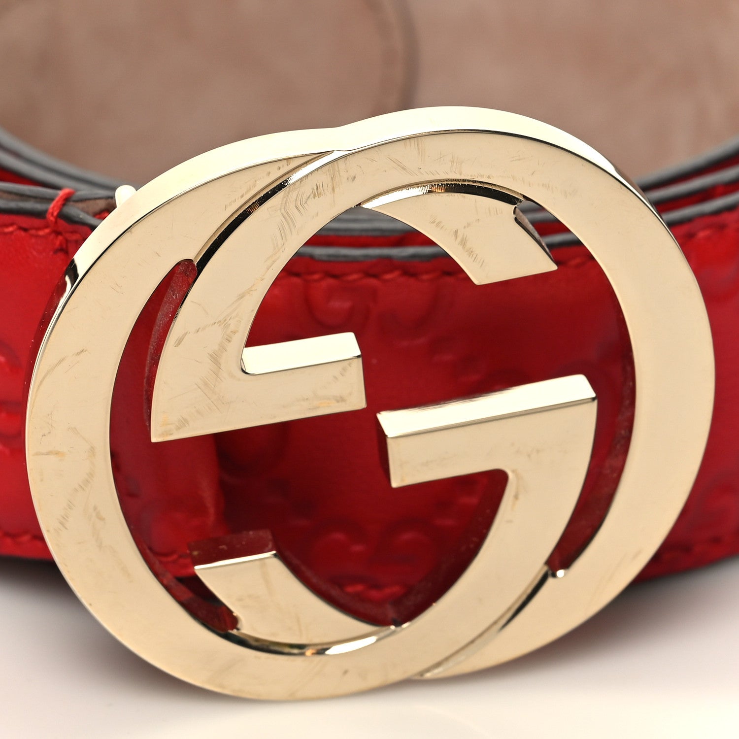 Gucci Guccissima Interlocking G 40mm Belt 105 42 Hibiscus Red 6 of 6