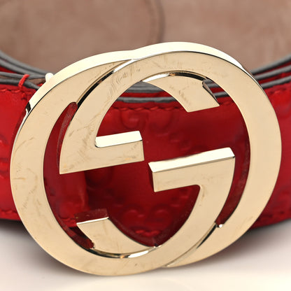 Gucci Guccissima Interlocking G 40mm Belt 105 42 Hibiscus Red 6 of 6
