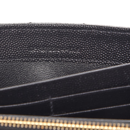 Saint Laurent Grain De Poudre Matelasse Chevron Monogram Flap Wallet Black 8 of 9