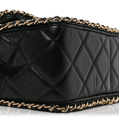 Chanel Crumpled Calfskin Medium Chain All Over Flap Black 9 of 10