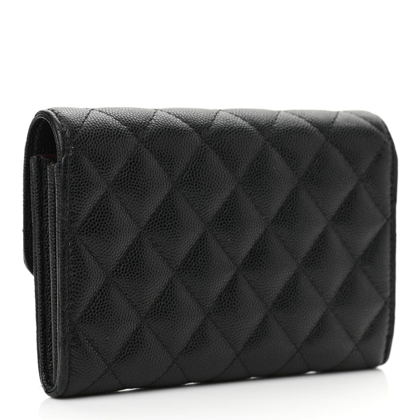 Caviar Quilted Medium Flap Wallet Black