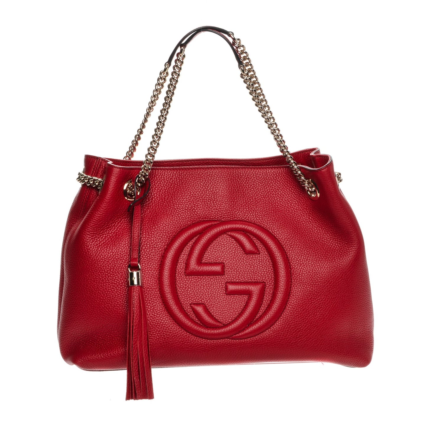 Pebbled Calfskin Medium Soho Chain Shoulder Bag Vibrant Red