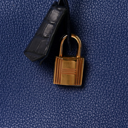 Hermes Taurillon Novillo Matte Alligator Birkin Touch 30 Bleu Saphir Bleu Marine 11 of 12