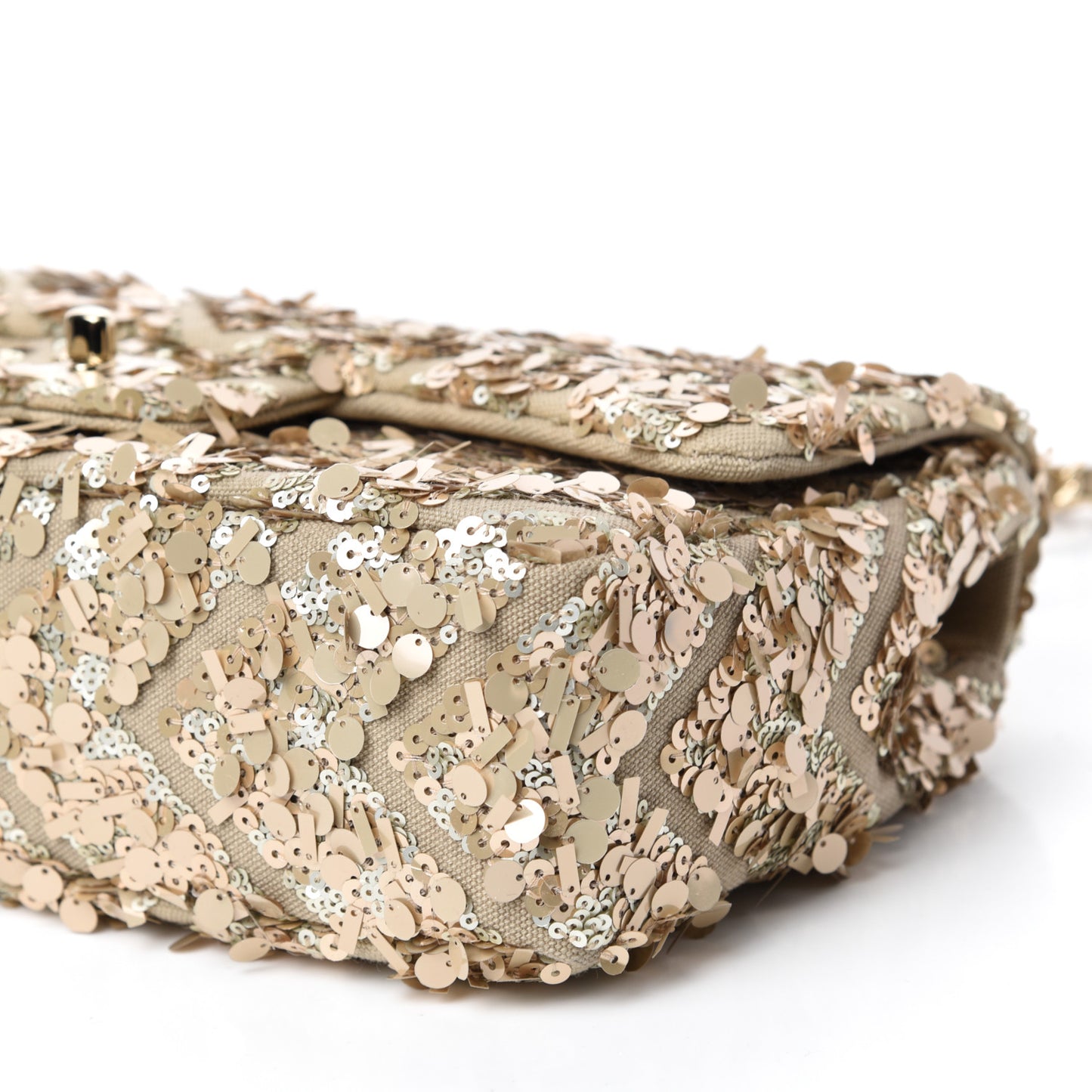Sequins Chevron Medium Flap Gold