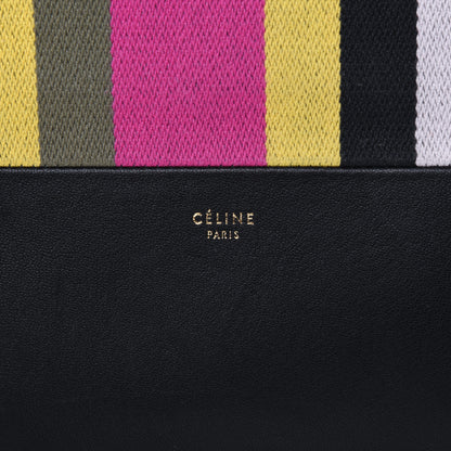 Celine Cotton Canvas Lambskin Striped Solo Clutch Pouch Black 8 of 15