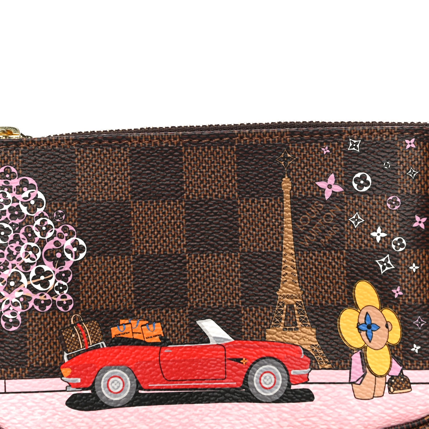 Louis Vuitton Damier Ebene 2019 Christmas Animation Mini Pochette Accessories Red 8 of 11