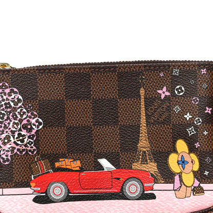 Louis Vuitton Damier Ebene 2019 Christmas Animation Mini Pochette Accessories Red 8 of 11