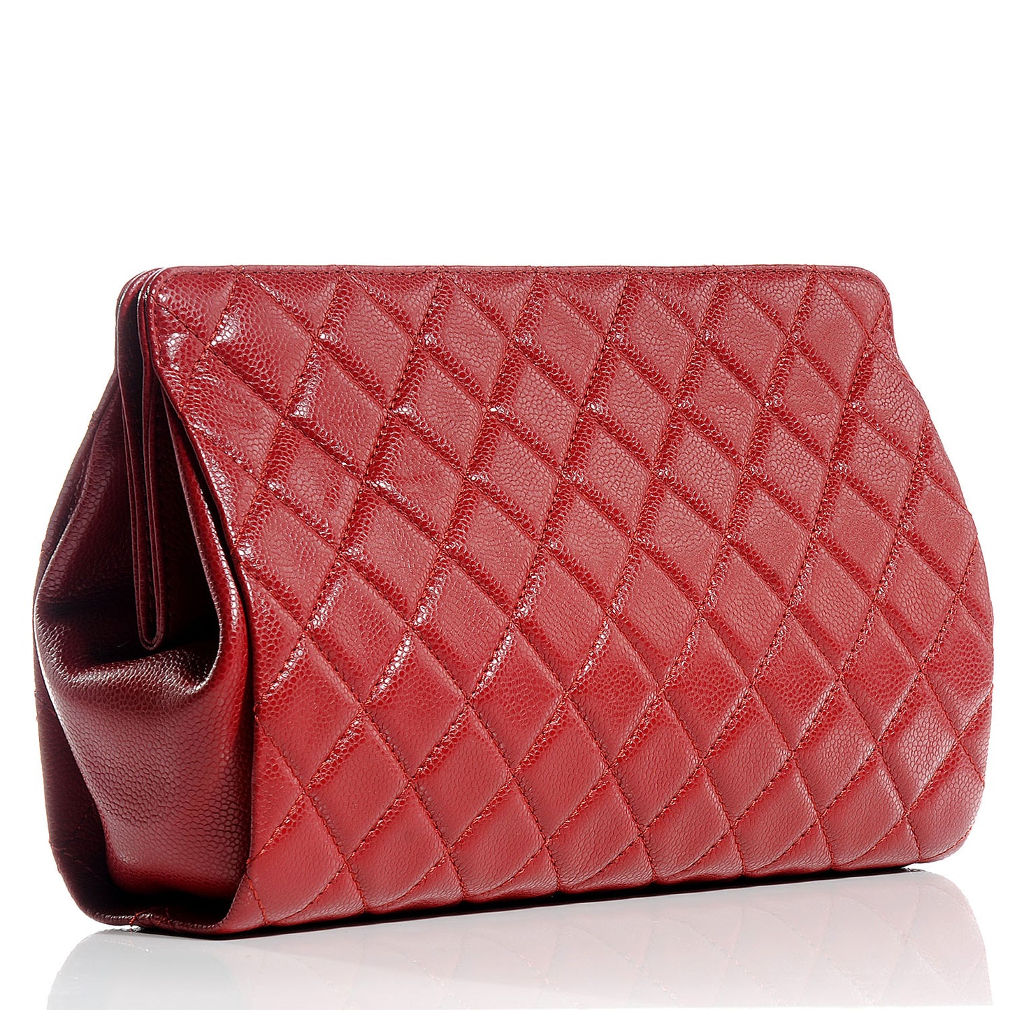 Caviar Quilted CC Large Clutch Red